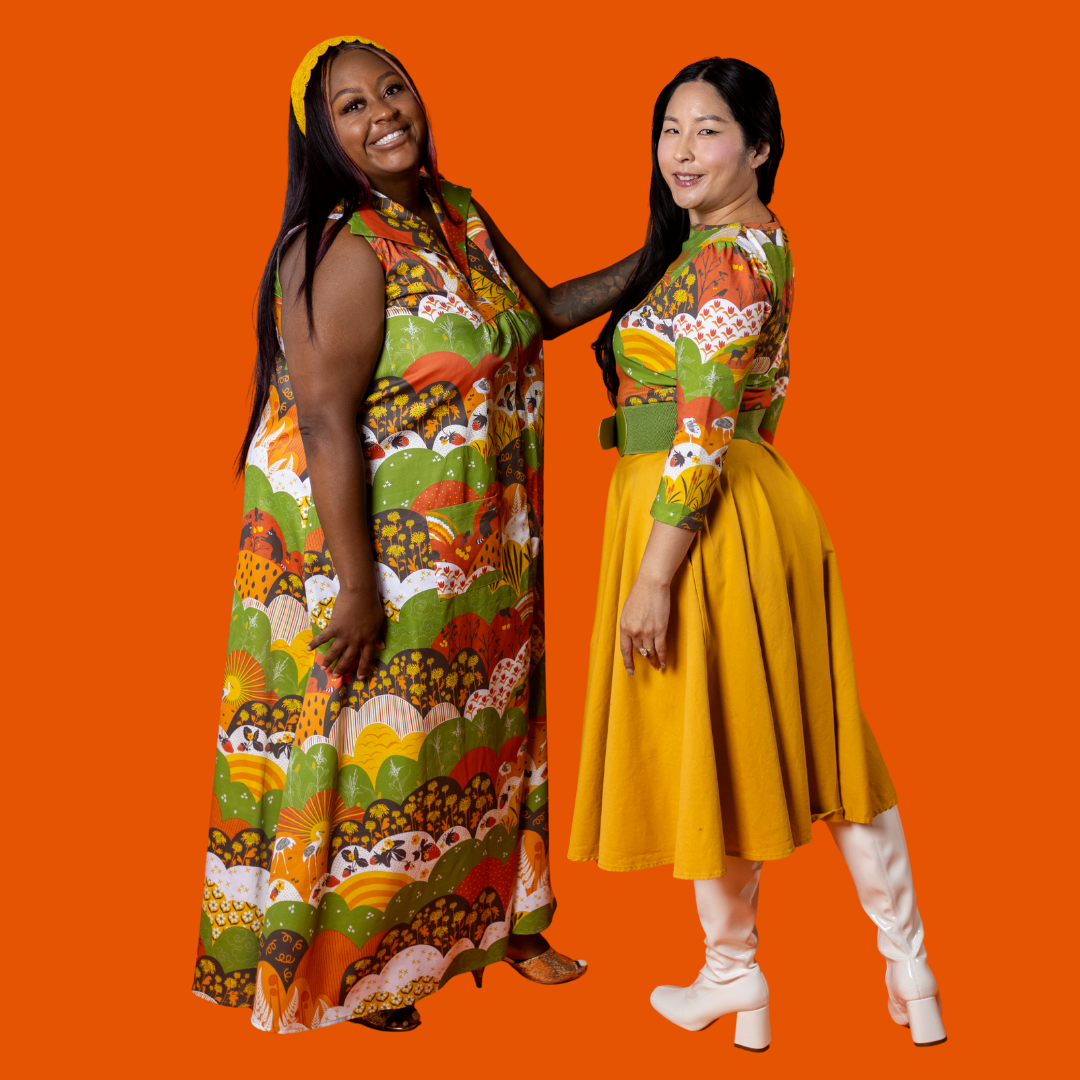 Earth-toned Meadow Print 3/4 Sleeve Tee