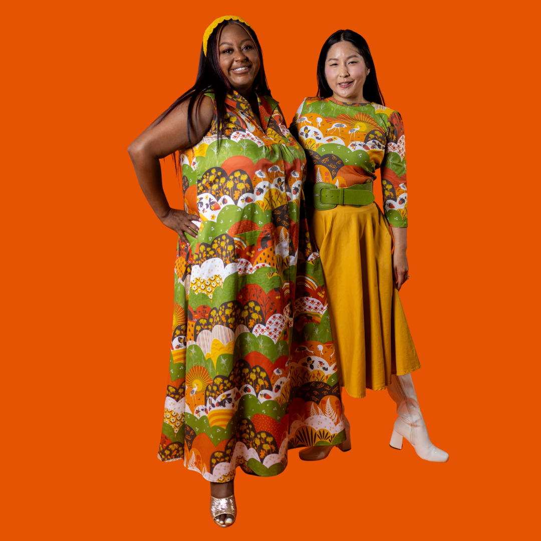 Earth-toned Meadow Print 3/4 Sleeve Tee