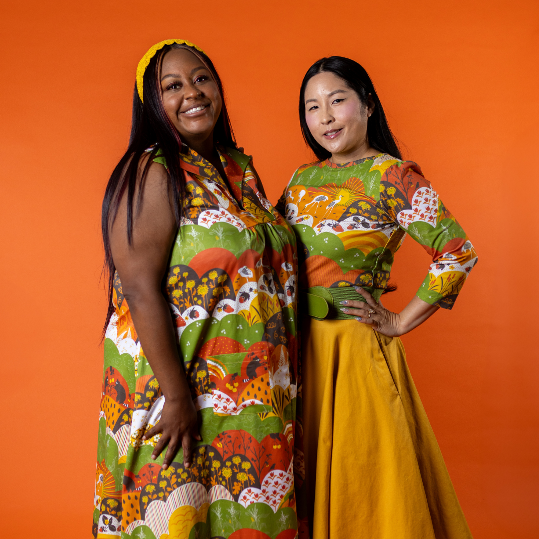 Earth-toned Meadow Print 3/4 Sleeve Tee