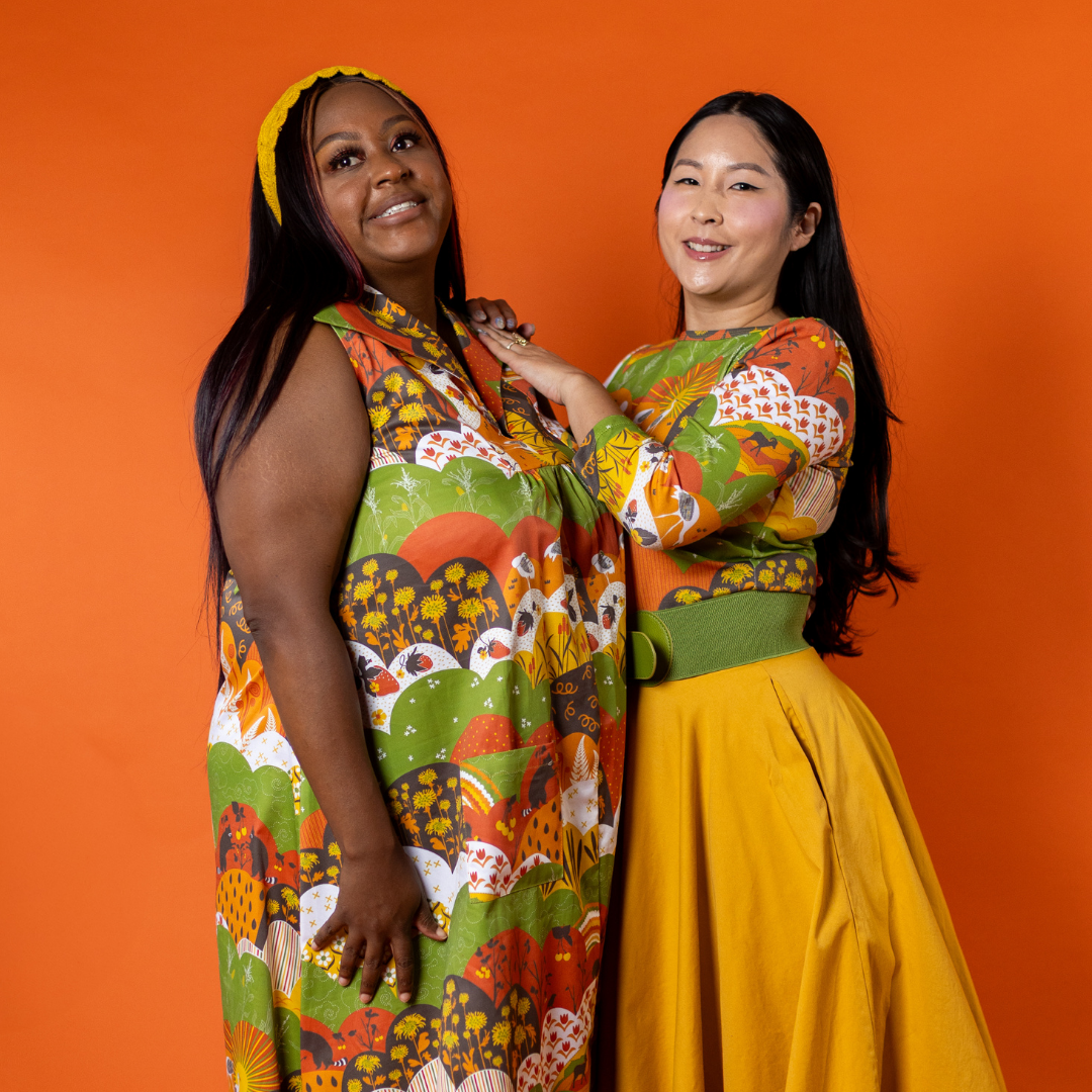 Earth-toned Meadow Print 3/4 Sleeve Tee