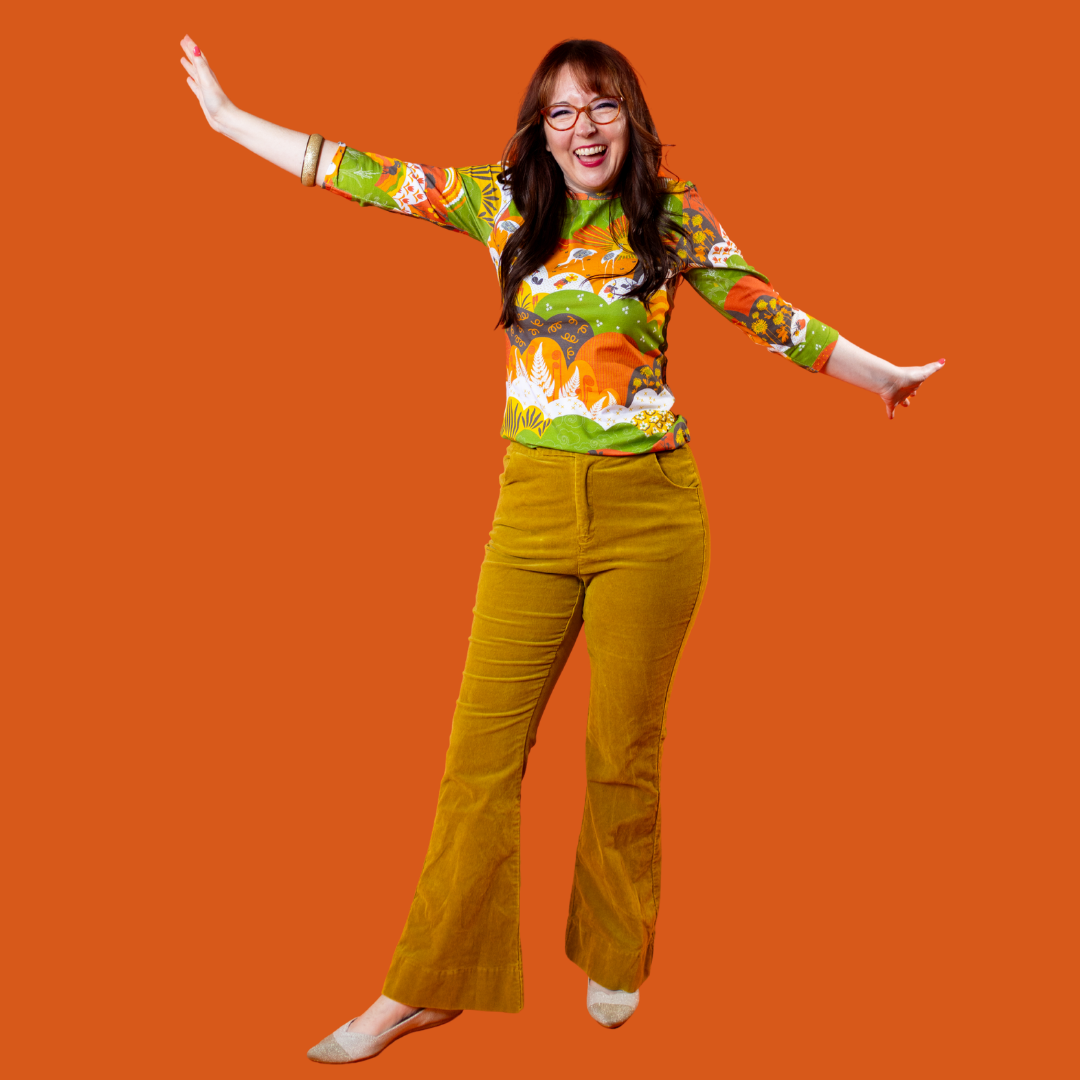 Earth-toned Meadow Print 3/4 Sleeve Tee