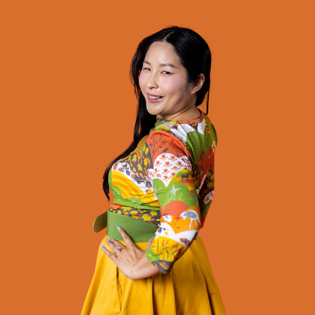 Earth-toned Meadow Print 3/4 Sleeve Tee