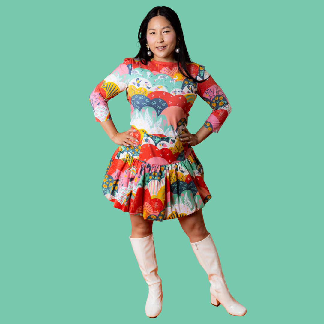 Mint & Strawberry Meadow Print 3/4 Sleeve Tee