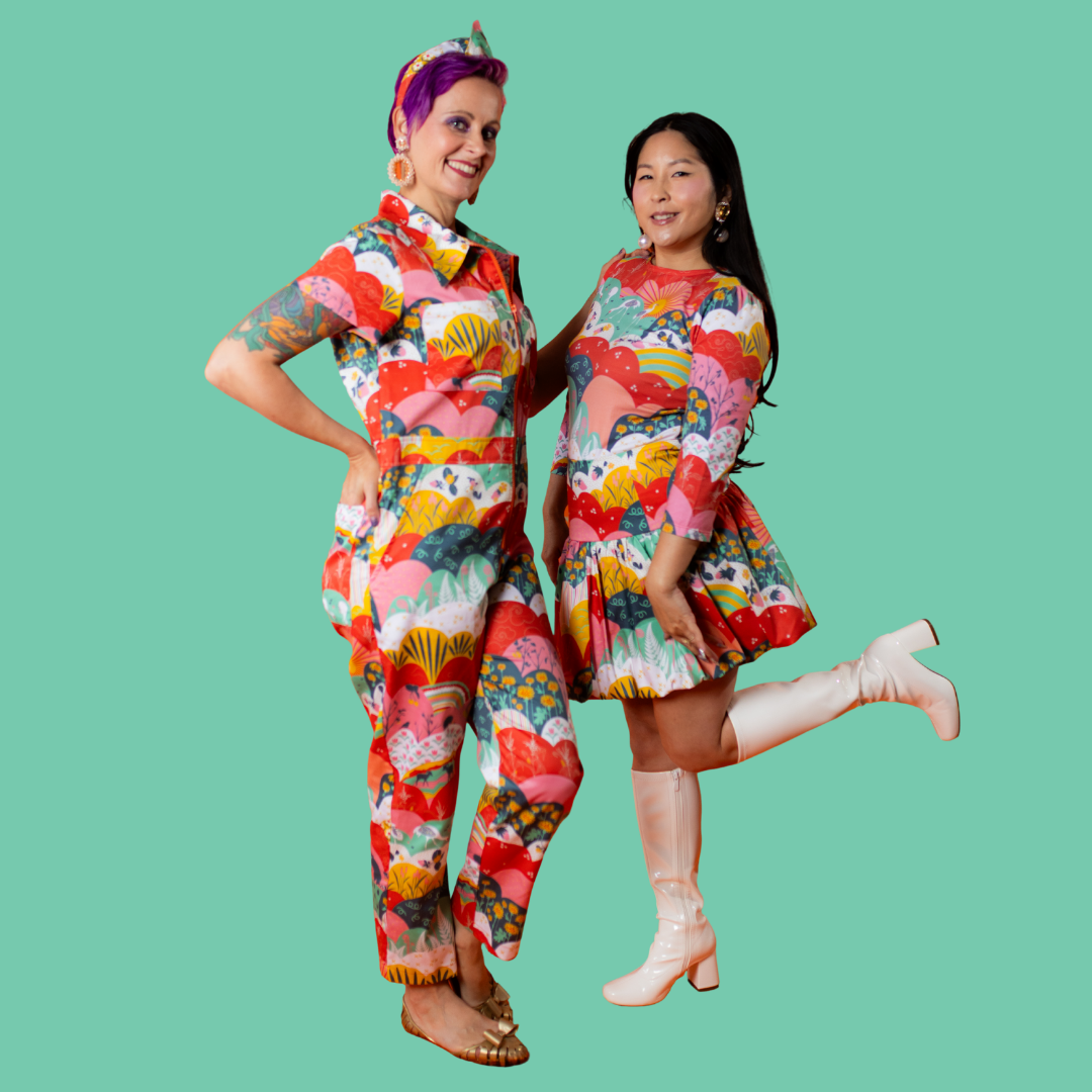 Jumpsuit in Mint & Strawberry Meadow Print