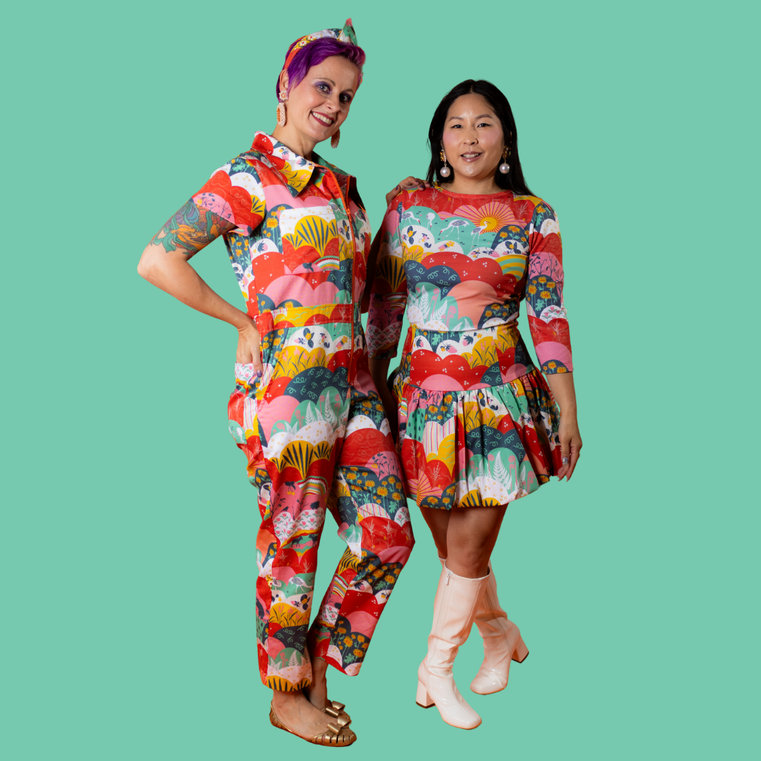 Jumpsuit in Mint & Strawberry Meadow Print