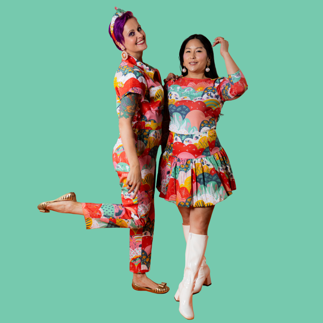 Jumpsuit in Mint & Strawberry Meadow Print