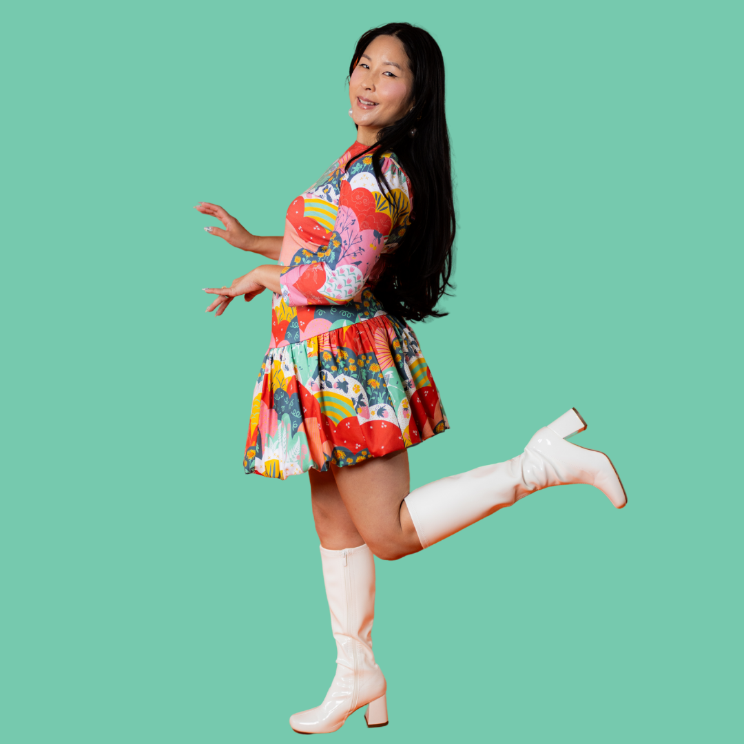 Mint & Strawberry Meadow Print 3/4 Sleeve Tee