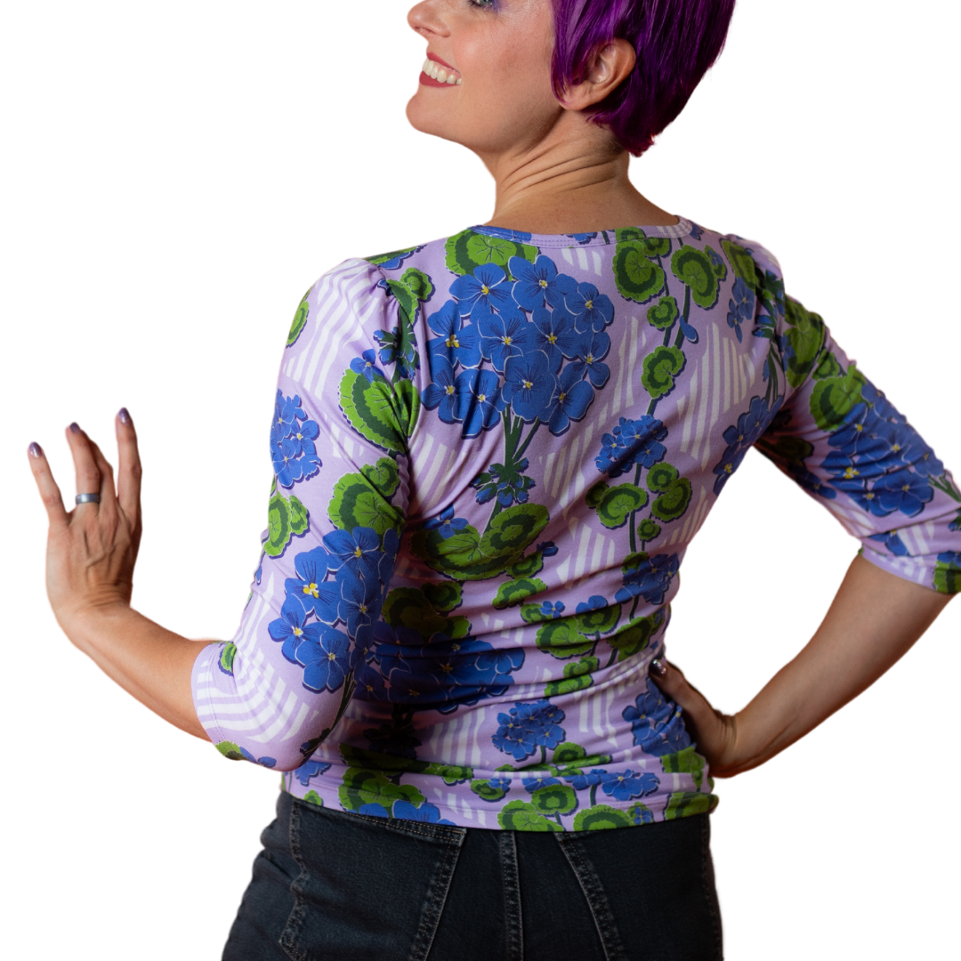 Modflower Wallpaper 3/4 Sleeve Tee in Lavender