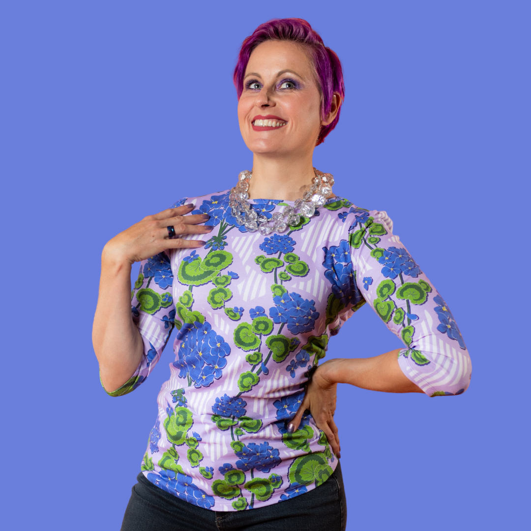 Modflower Wallpaper 3/4 Sleeve Tee in Lavender