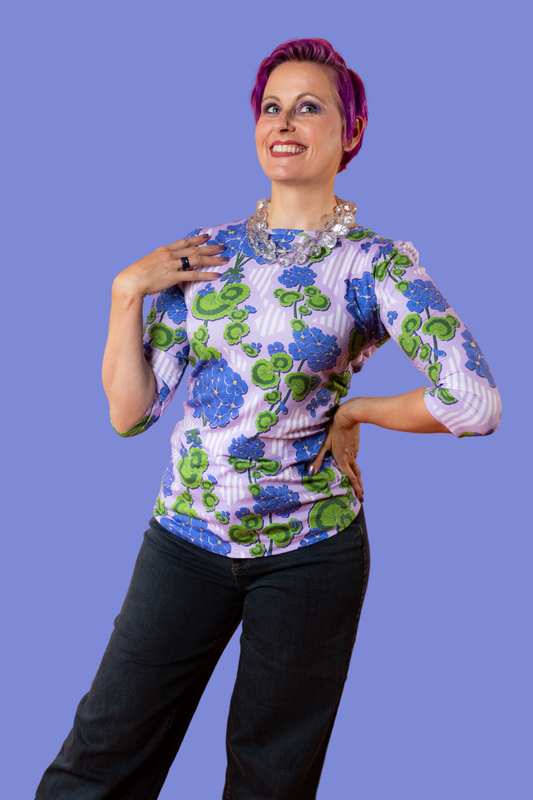 Modflower Wallpaper 3/4 Sleeve Tee in Lavender