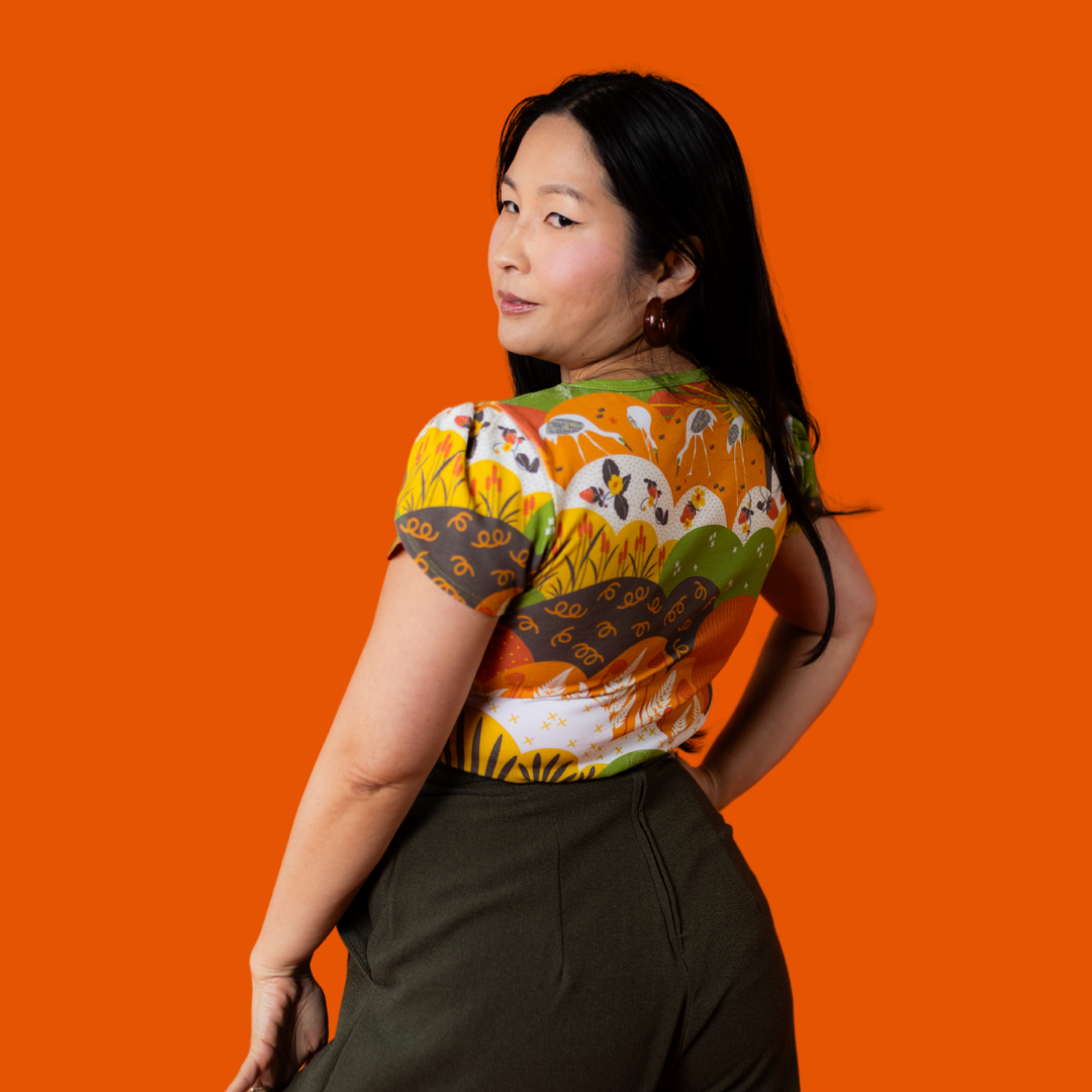 Earth-Toned Meadow Print Tulip Sleeve