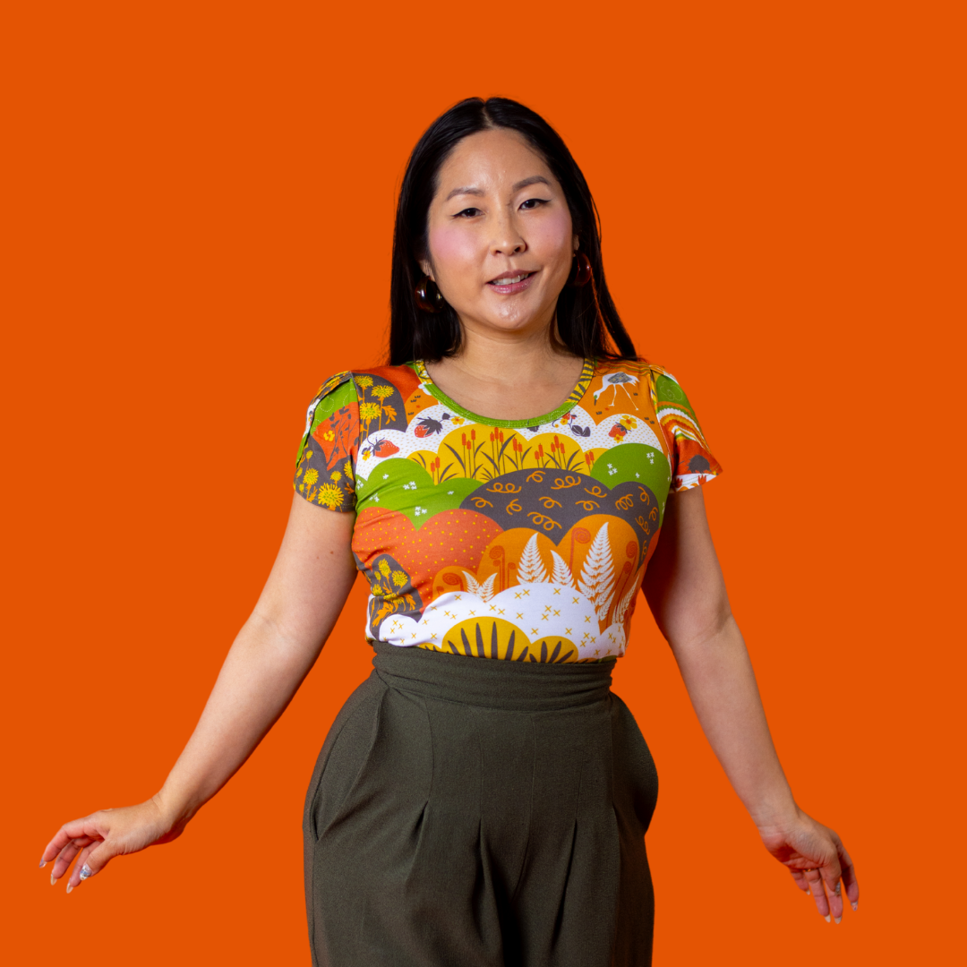 Earth-Toned Meadow Print Tulip Sleeve