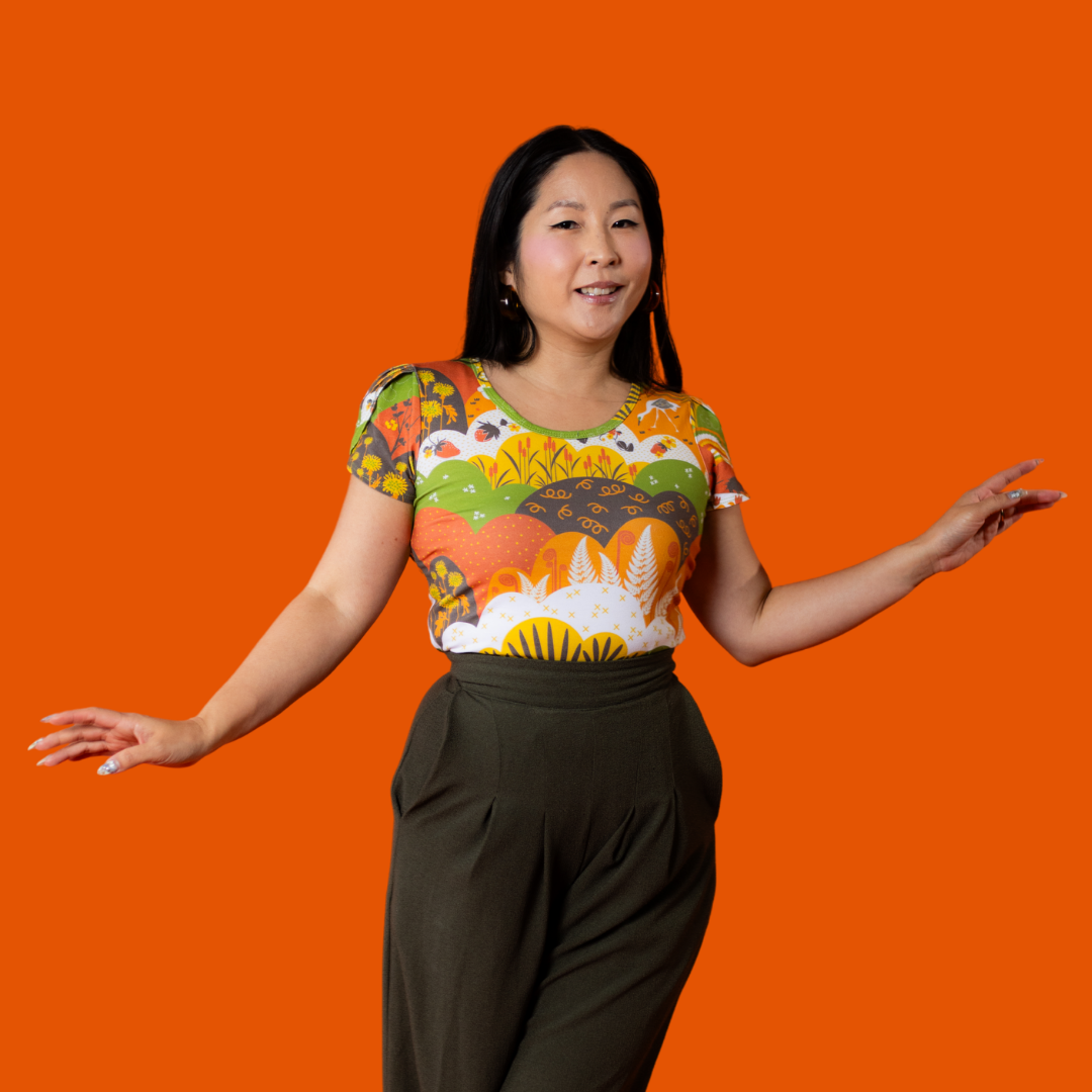 Earth-Toned Meadow Print Tulip Sleeve