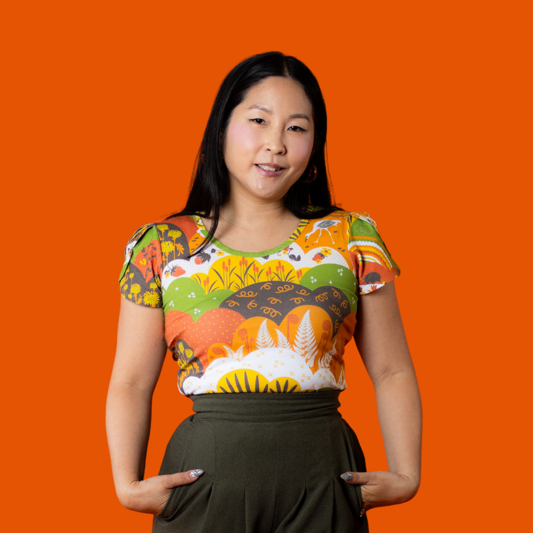 Earth-Toned Meadow Print Tulip Sleeve