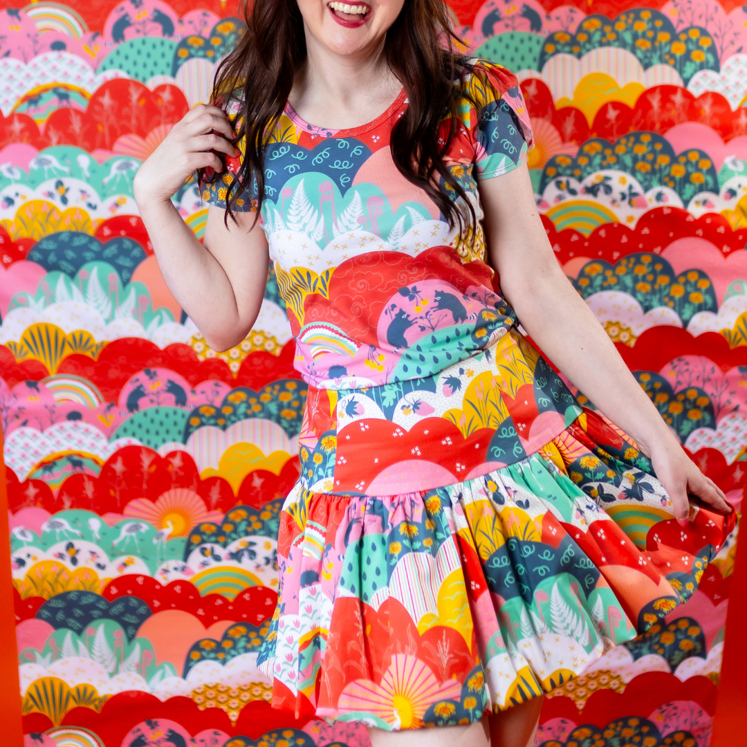 Tulip Sleeve in Mint & Strawberry Meadow Print