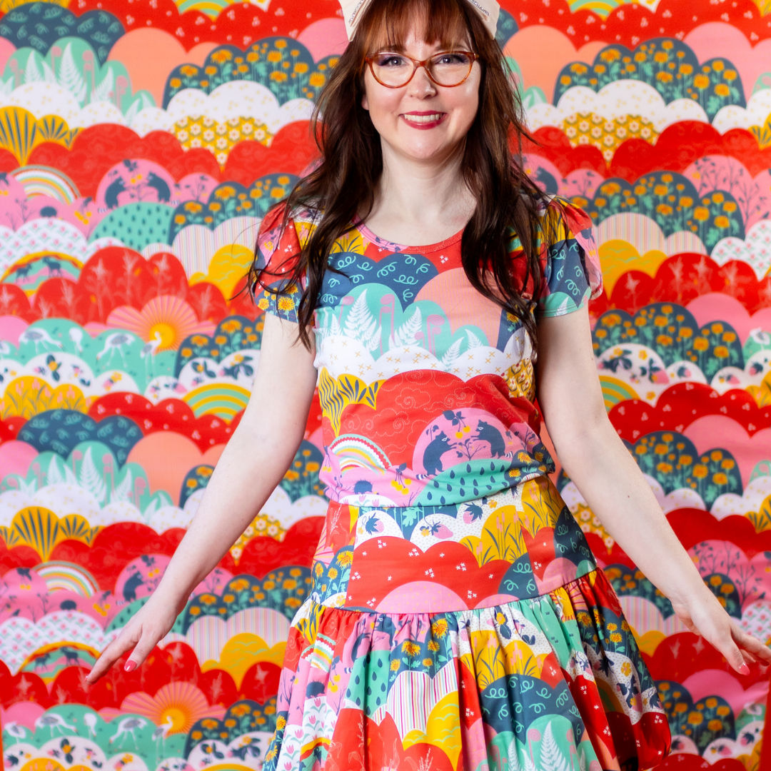 Tulip Sleeve in Mint & Strawberry Meadow Print