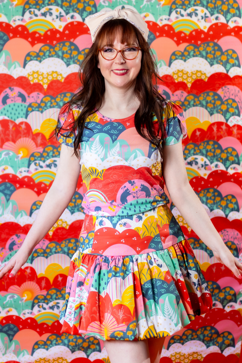 Tulip Sleeve in Mint & Strawberry Meadow Print