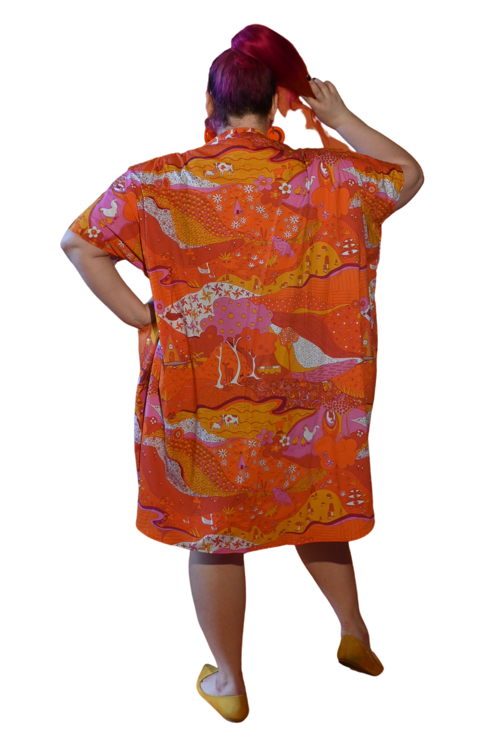 Landscape Midi Caftan in Hot Tones