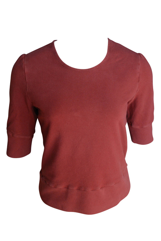 Cropped French Terry Shirt in Cinnabar